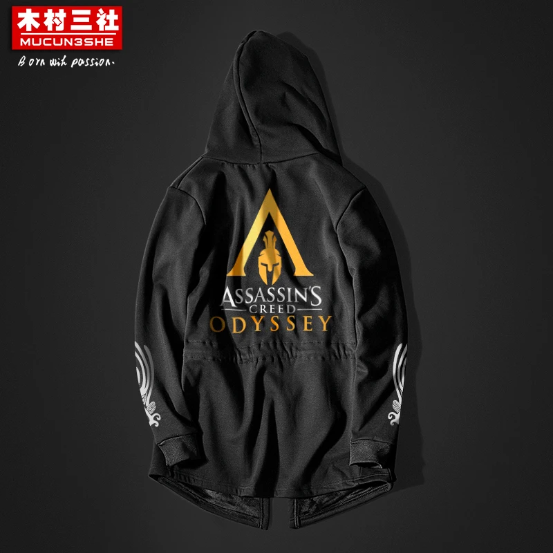 Осень/зима игры assassin dogma ветровка для мужчин средней длины бархатная куртка с капюшоном одежда Тренч для мужчин - Цвет: 6
