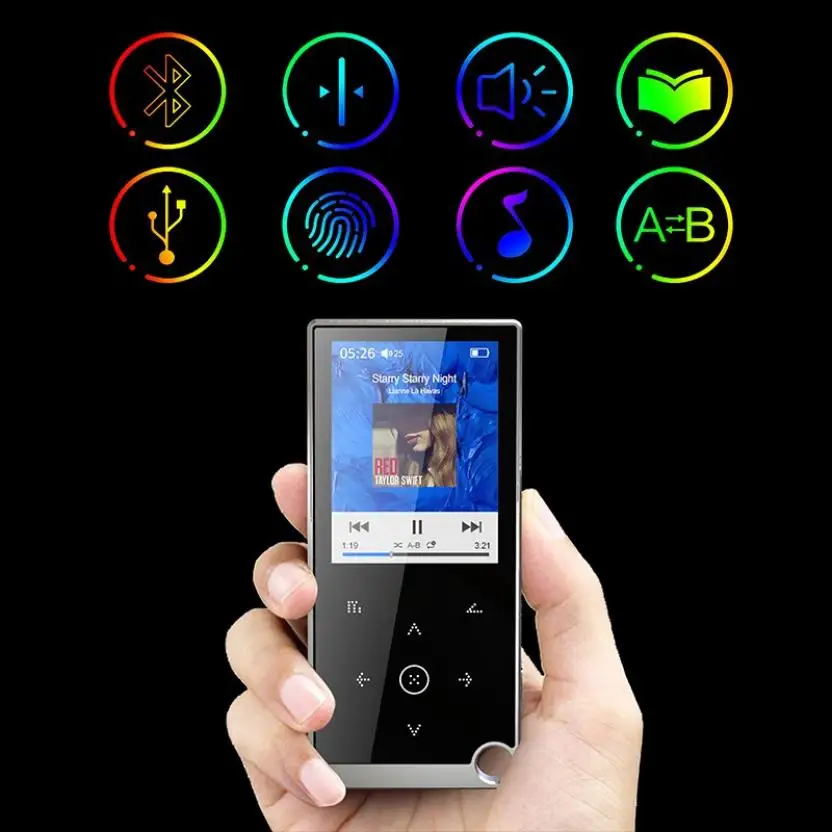 

2.4 inch MP3 Player Bluetooth 4.2 HIFI Music Player 8G/16G Video FM Radio Portable Sports Player with e-book voice recorder