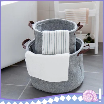 

Dropship Laundry Organizer Folding Laundry Basket Grey Felt Storage Basket Bin Handle Bedroom Closet Clothing Toy Storage Bucket
