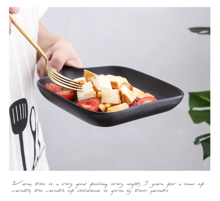 Pedicle-Style Scandinavian Plate loftex dai Handle Ceramic Ovenware Household Bakery Breakfast se you pan Japanese Style Tablewa