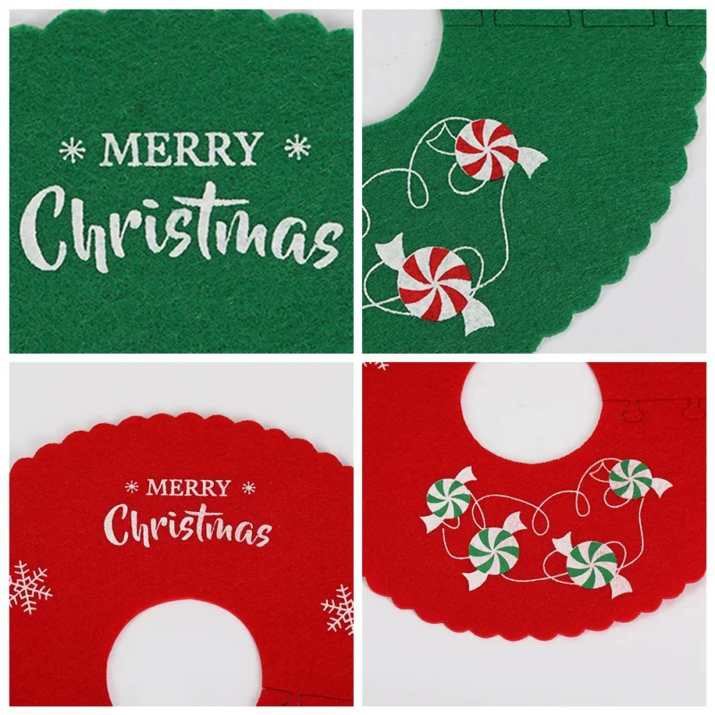 Christmas Non-Woven Fabric Tree Skirt Ruffle Edge Xmas Tree Foot Cover Carpet Merry Christmas New Year Decoration