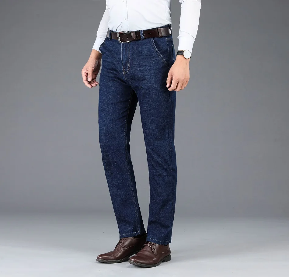 Брендовые прямые мужские джинсы 2019 синие Черные классические модные деловые повседневные стрейч уличная одежда дикие длинные брюки новые
