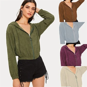 

2020 New Arrival jacket Casual Autunm Hot Sale Women Long Sleeve Solid corduroy outwear 5 Colors