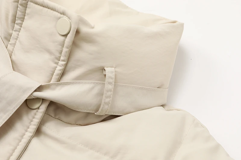 [EAM] Stand Collar Bow Big Size Cotton-padded Coat Long Sleeve Loose Fit Women Parkas Fashion Tide New Autumn Winter 1K956