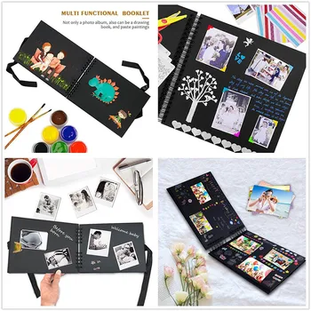 Photo Albums 80 Black Pages Memory Books A4 Craft Paper DIY Scrapbooking Picture 12 Marker Pens Wedding Birthday Childrens Gift 5