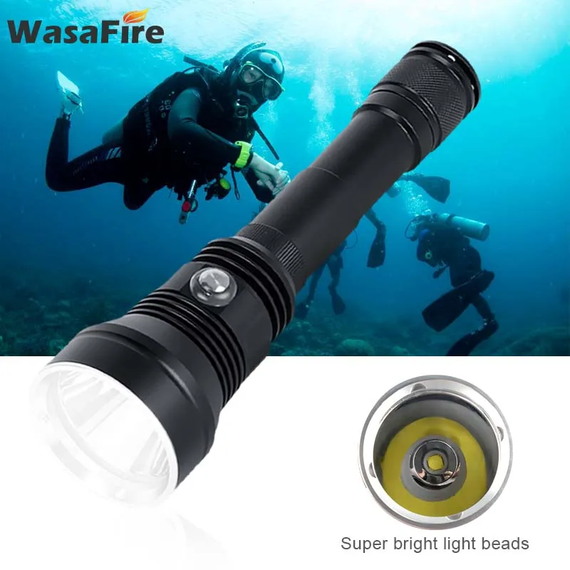 Waterproof XHP70 Underwater Lanterna 6800LM 5 Modes Scuba Flashlights Portable 18650 Dive Torch Camping Light with Car Charger