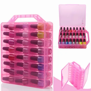 

Makartt Universal Nail Polish Holder See-Through Polish Case Storage for 48 Bottles Space Saver Clear Pink Container