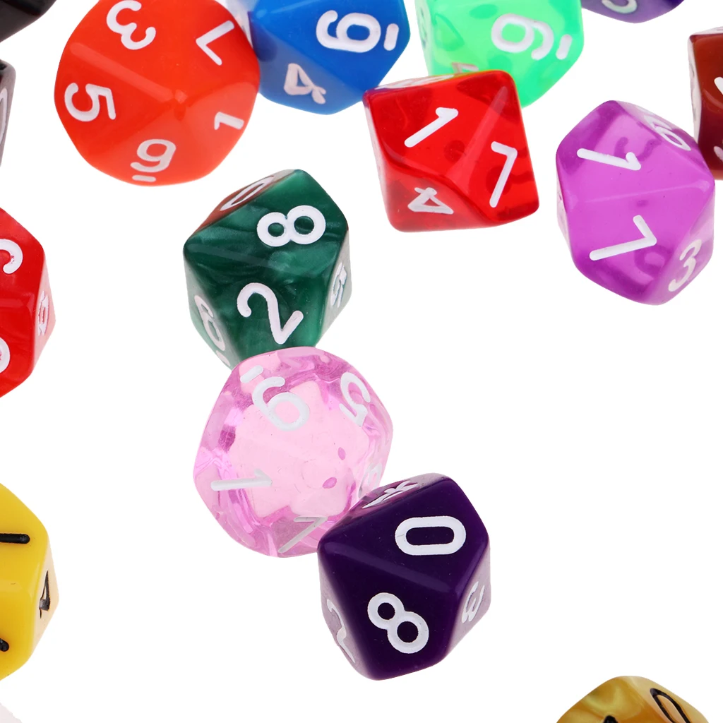 25x 16mm Multisided D10 Dice Digital for TRPG MTG DND Roleplay Accs Fun Toys
