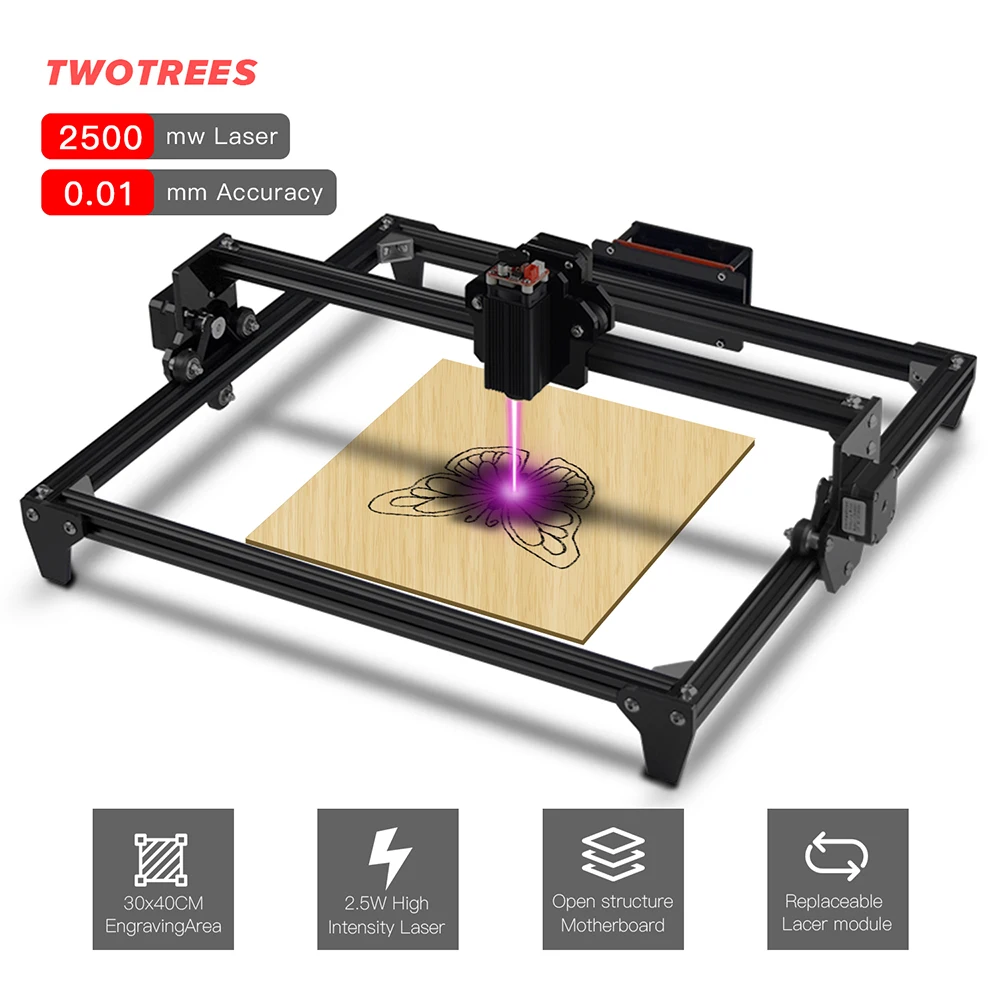30*40 см мини 2500 мвт лазерный гравировальный станок с ЧПУ 2 оси DC 12 В DIY гравер Настольный деревянный маршрутизатор/резак/принтер+ лазер