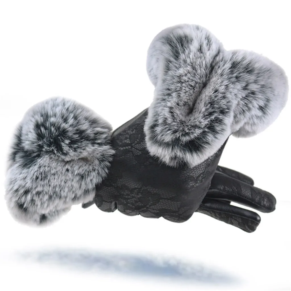 Женские зимние Бархатные кружевные перчатки, теплые, для использования телефона, для велоспорта, перчатки для бега, зимние перчатки, handschoenen rekawiczki guantes