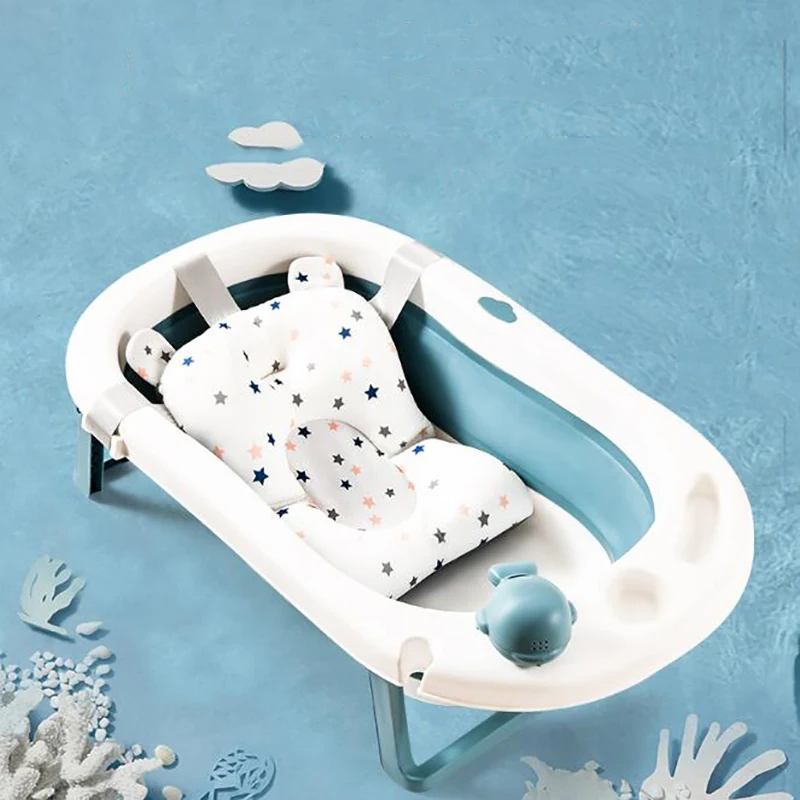 

Baby Shower Bath Tub Pad Non-Slip Bathtub Seat Support Mat Newborn Safety Security Bath Support Cushion Foldable Soft Pillows