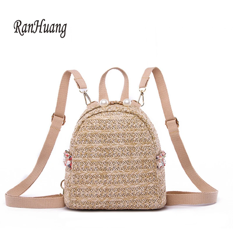 Ranhuang New Arrive 2021 Women Small Backpack Straw Backpack Girls