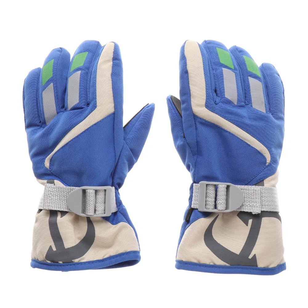 Новые детские уличные лыжные перчатки для мальчиков и девочек, зимние теплые нейлоновые перчатки, ветрозащитные водонепроницаемые утолщенные рукавицы с длинными рукавами - Цвет: Синий