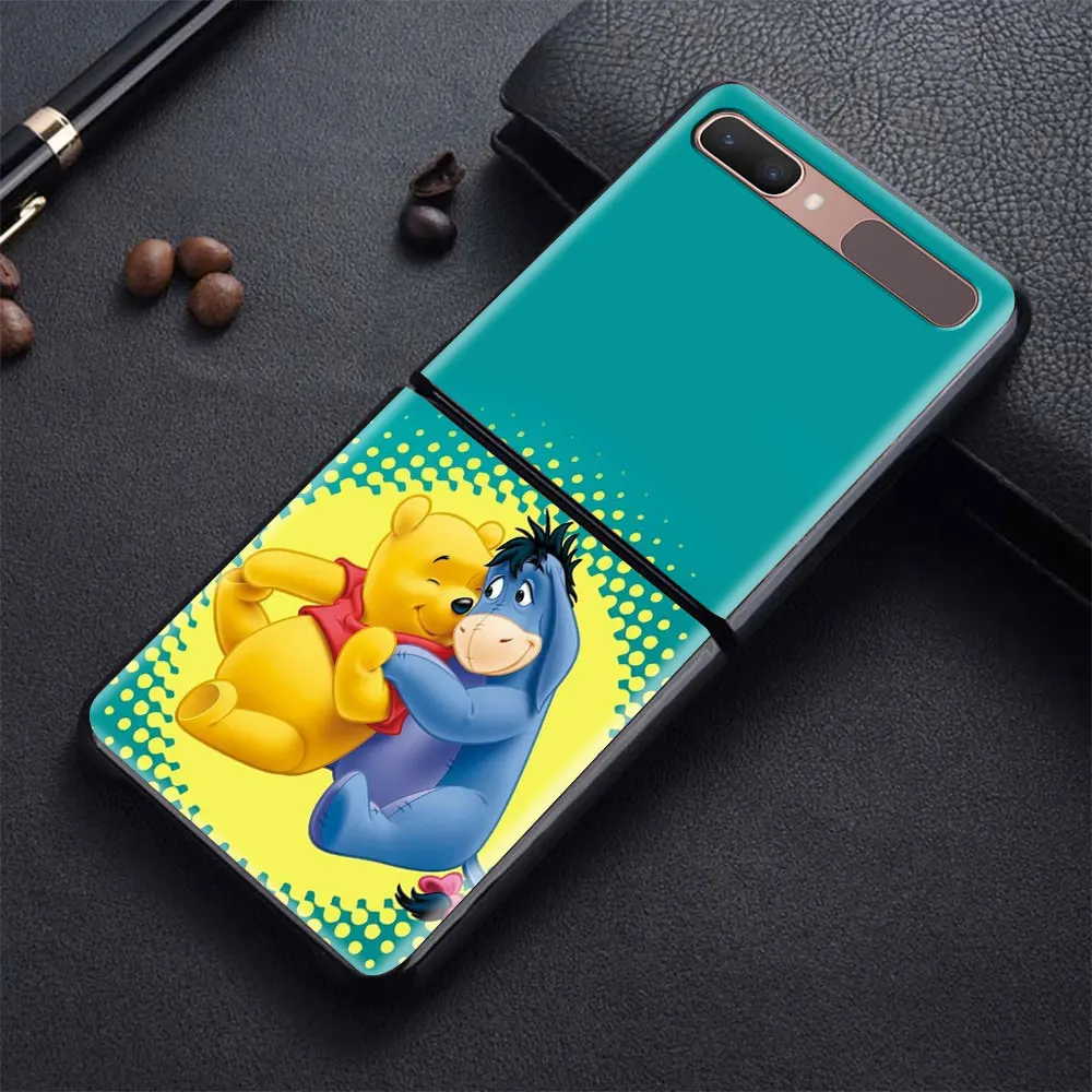 galaxy z flip3 case Pooh Bear Cute Shockproof Cover for Samsung Galaxy Z Flip Flip3 5G Black Phone Case Shell Hard Fundas Coque Capa samsung flip3 case