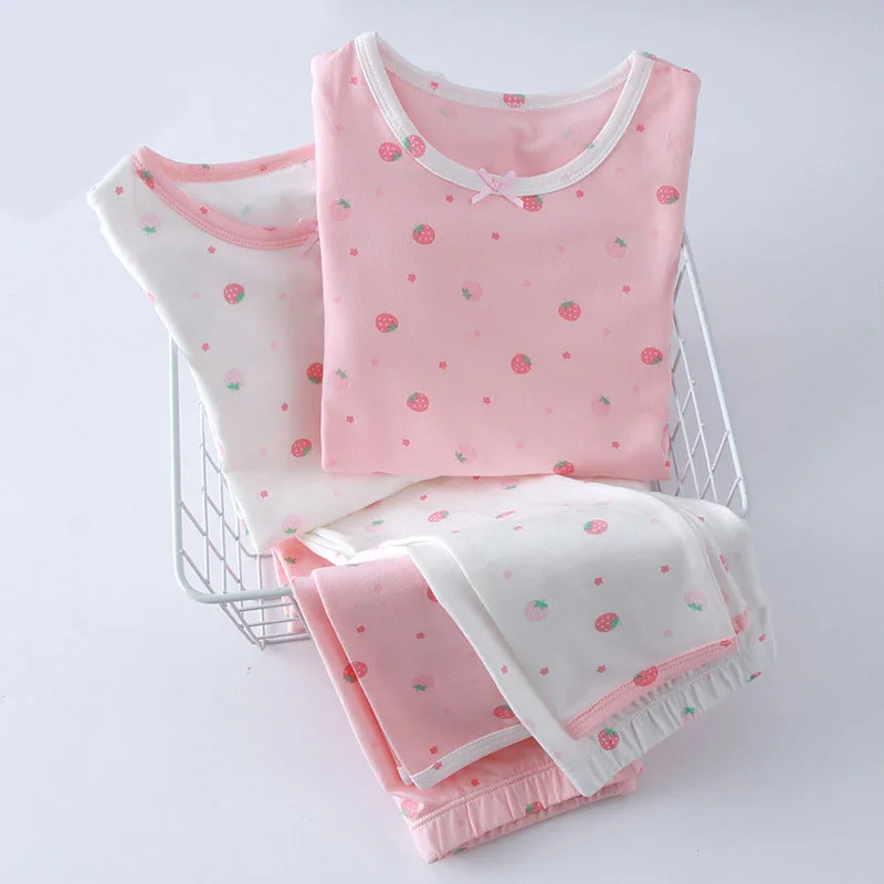 

Children Casual Pajamas Clothing Set Girls Cute Sleepwear Suit Sets Kids Long-sleeved+Pant 2-Piece Cotton Pajamas Sets