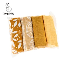 Kangobaby babero de muselina orgánico para bebé, paquete de 4 piezas, pañuelo de 60x60cm, conjunto de tela para eructar, # My Soft Life #
