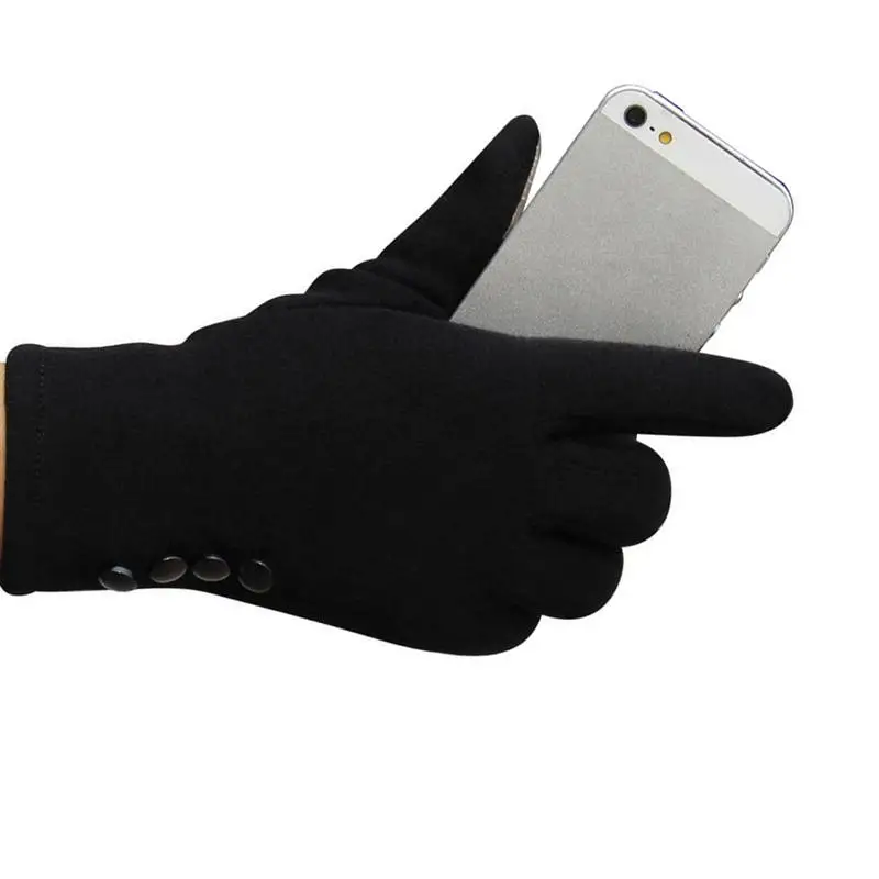 Женские теплые бархатные перчатки с четырьмя пряжками и сенсорным экраном, женские зимние уличные Верховые перчатки, женские хлопковые перчатки, свободный размер