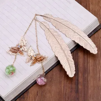 

Retro Vintage Feather Butterfly Metal Bookmarks Label Book Mark Stationery Handmade DIY Art Craft Accessories Gift