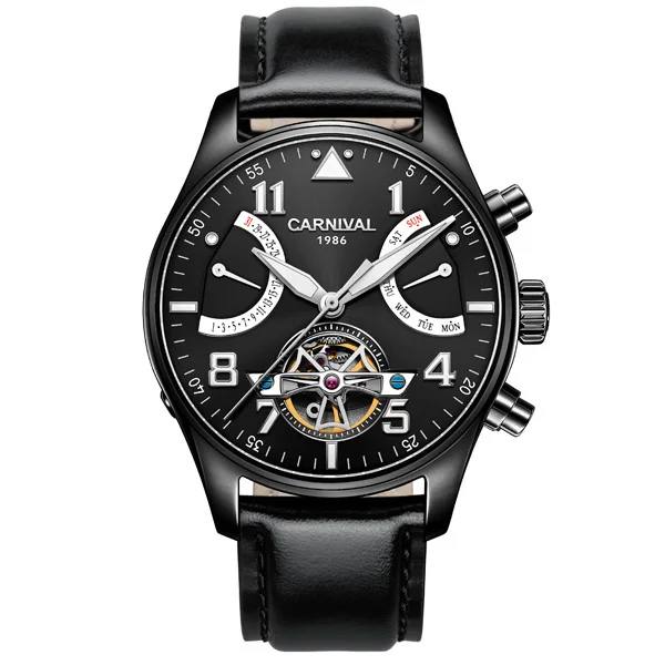 Relojes hombre мужские s часы лучший бренд класса люкс автоматические механические часы мужские водонепроницаемые Tourbillon карнавальные часы - Цвет: Кофе