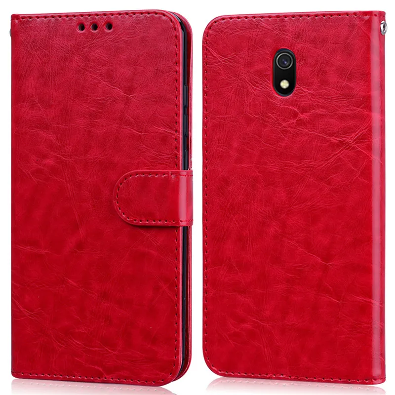 Чехол для телефона для Xiaomi Redmi 8A, силиконовый чехол, бампер, кожаный кошелек, флип-чехол для Xiaomi Redmi 8A A8, чехол, мягкий ТПУ - Цвет: Red