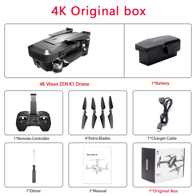 K1 4K gps Дрон бесщеточный двойная камера HD 50 раз зум 5G wifi FPV Квадрокоптер полёт Профессиональный Вертолет VS SG906 F11 B4W - Цвет: Original Box 4K