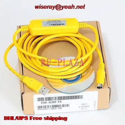 

DHL/EMS 30pcs Yellow USB to 8 Pin Mini Din PLC USB-SC09-FX for FX Series support Win7 vista-A5