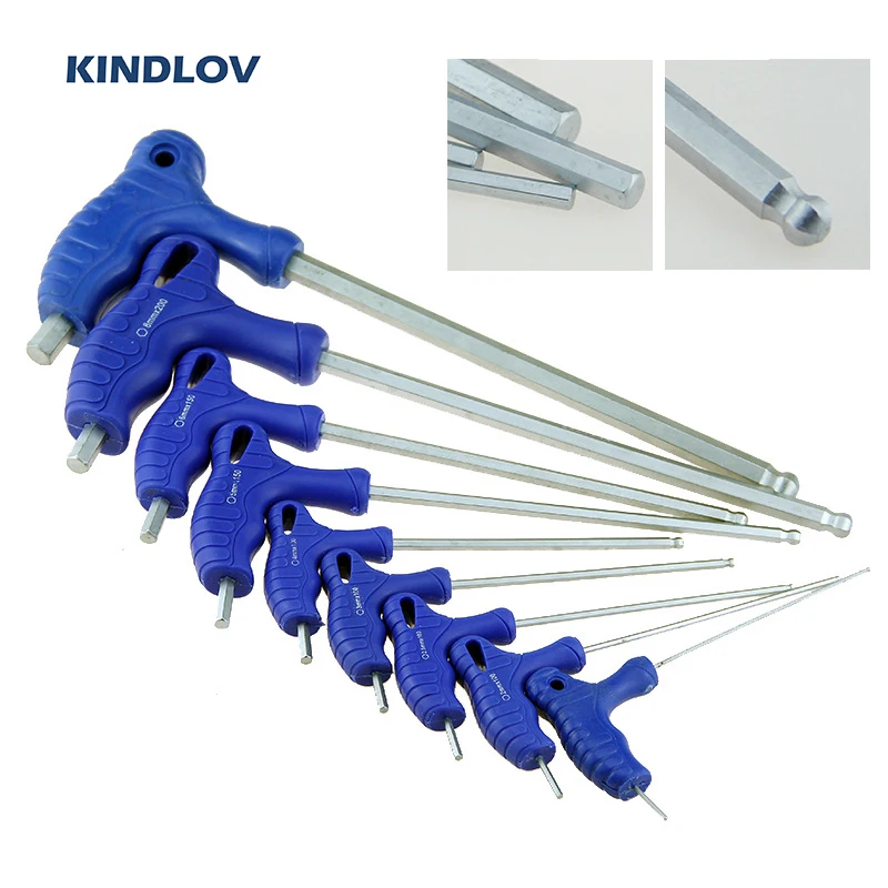 Photo Product KINDLOV 9Pcs Wrench Set CR-V Allen Key Universal Double-end Hex Ball Head Spanner T-Type Handle Repair Bicycle Household Tools