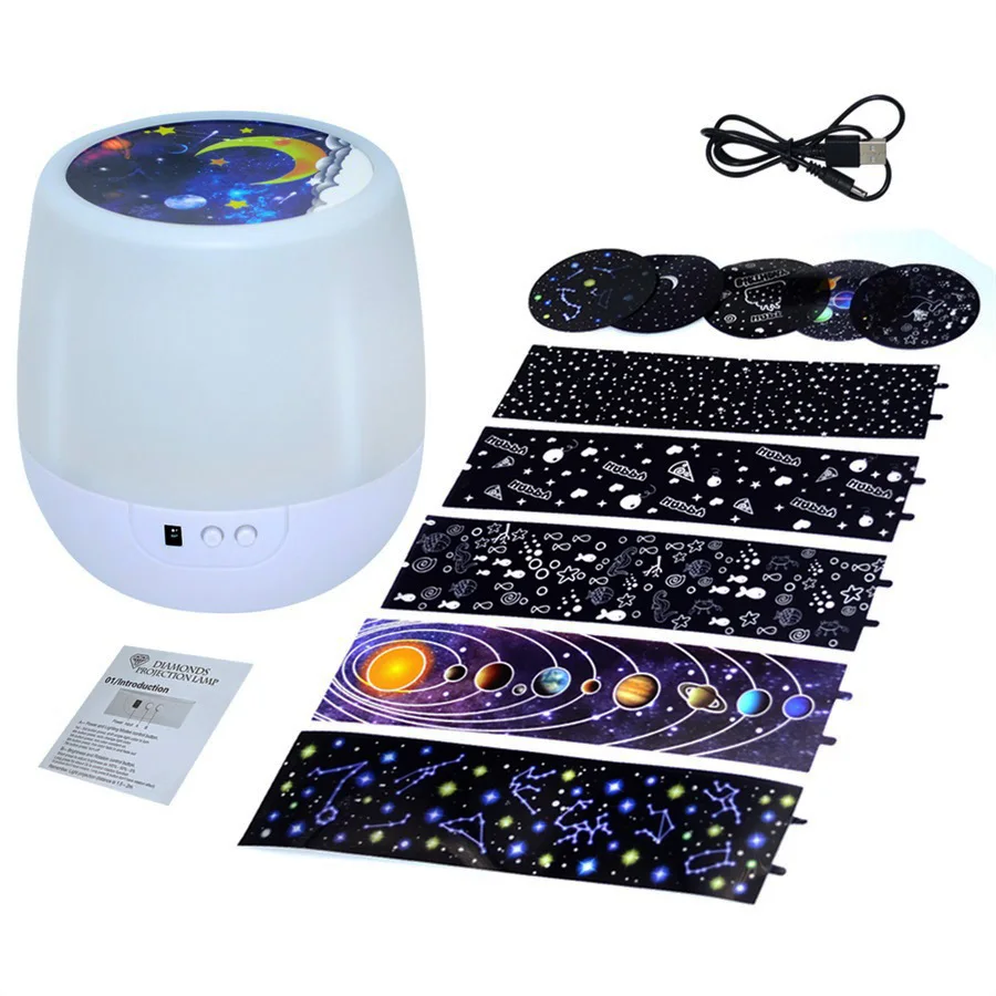 Волшебный звездное небо светодиодный проектор ночной Светильник звездное небо Луна Ночь Лампа для проектора Красочные Поворотный Светильник для детские, для малышей подарок