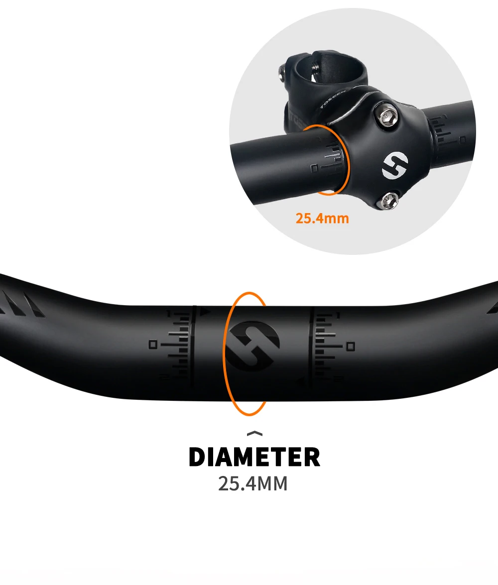 TOSEEK Carbon-Lenker für 25,4mm Vorbau, Klappbarer MTB-Kinderfahrrad-Lenker, Fahrradteile, Mattschwarz – Detail 11