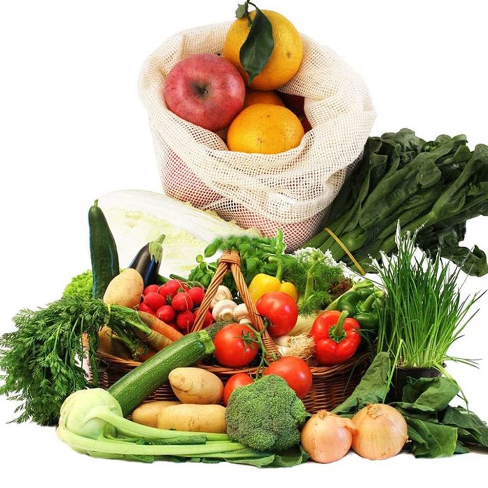 

10pcs/Lot Eco Friendly Ecological Bags Reusable Cotton Vegetable Bags Kitchen Storage Fruit And Vegetable Storage Mesh Bags