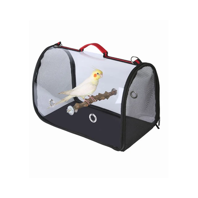 1KG Portable Bird Cage Macaw Bag with Wooden Standing Stick Foldable Breathable Bird Bag Two-way Ventilation Parrot Cage 2
