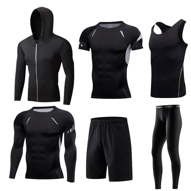 Мужская спортивная одежда, Воздухопроницаемый спортивный костюм, компрессионный комплект для спортзала, одежда для фитнеса, спортивный костюм для бега, спортивный костюм, 3XL, мужской спортивный комплект - Цвет: Man sportswear-6-HH