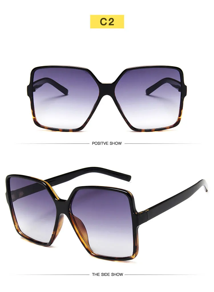 Винтажные Квадратные Солнцезащитные очки больших размеров, женские роскошные брендовые солнцезащитные очки с большой оправой, черные модные градиентные женские очки Oculos