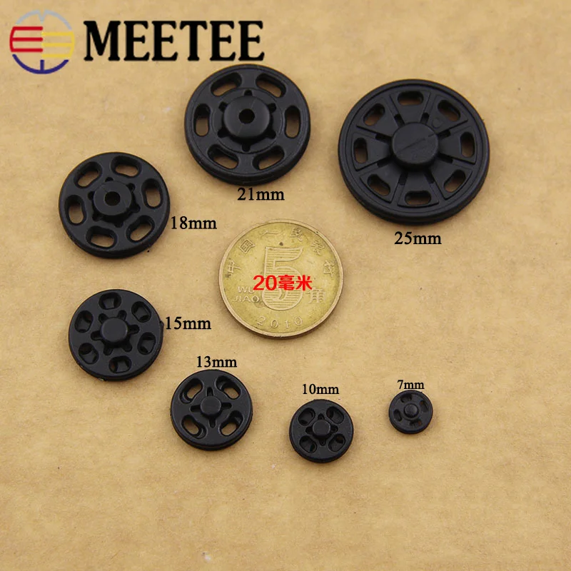 100 набор Meetee 10-25 мм ABS пластиковые кнопки прозрачный Невидимый крепеж пресс-Кнопка шпилька DIY аксессуары для шитья одежды
