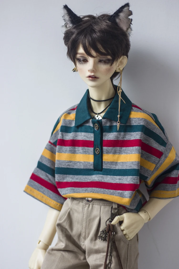 BJD кукольный костюм для 1/3 1/4 MSD Uncle Размер куклы красный, желтый, зеленый и серый полосатый рубашка с короткими рукавами куклы аксессуары