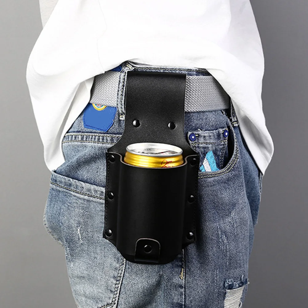 Hot Portable Beers Holster Bottle Waist Leather Belt Bag Beverage Can