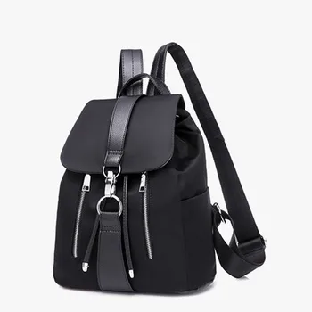

2019 Women PU Leather Backpack Fashion School Bags For Teenager Girls Female Nylon Zipper Lock Design Black Femme Mochila