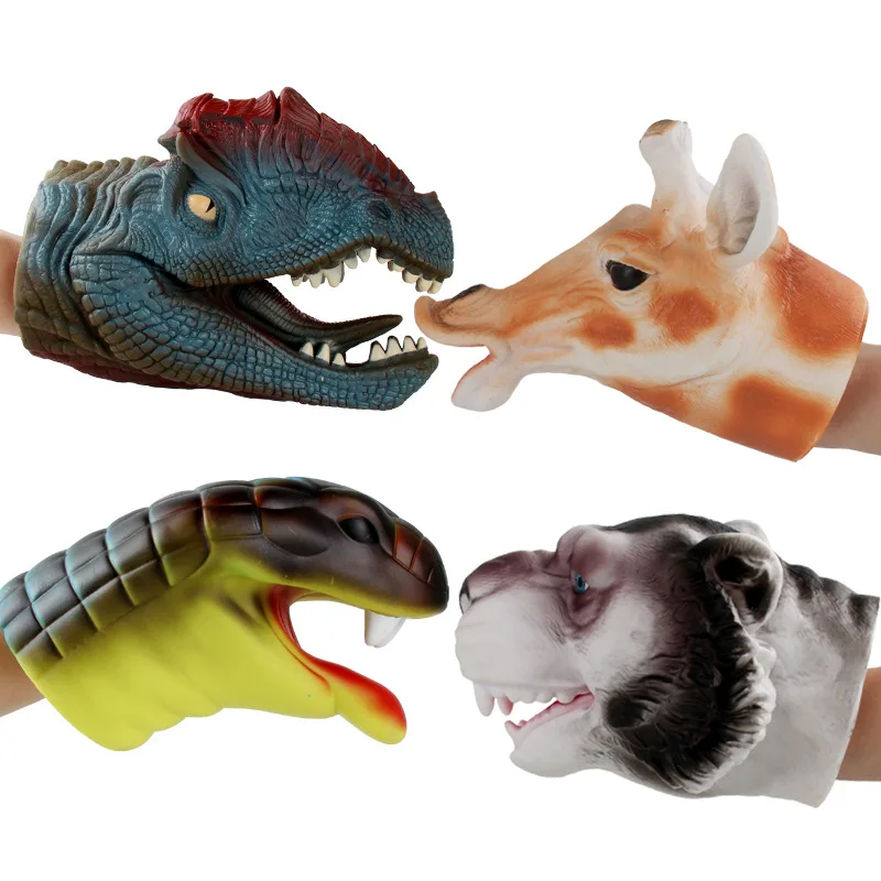 Animal Model T-Rex Dinosaur Hand Puppet Head Soft Silcone Jurassic Dinosaur Gloves Mouth Mobile Bag