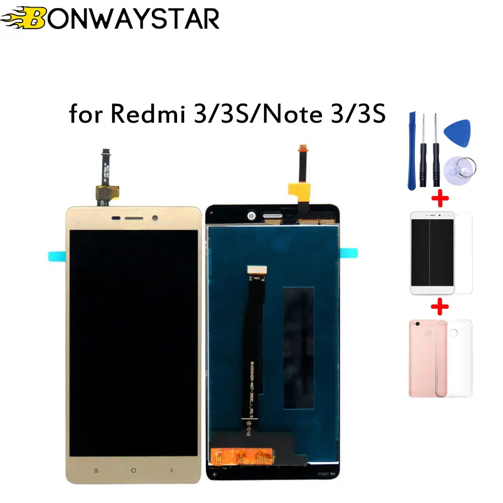

AAA Quality LCD Display For Redmi 3/3S/Note 3/3S 5.0 inch Touch screen Digitizer Assembly Frame Tools&Tempered film&TPU Case