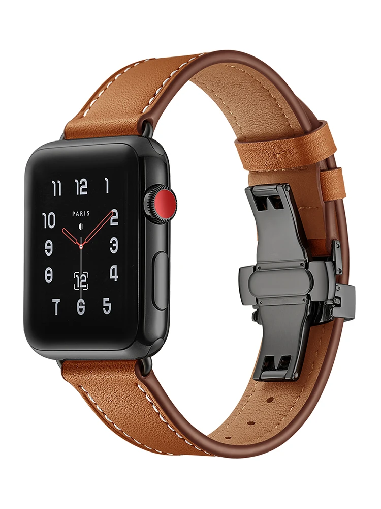 АИДИС развертываемая застежка ремешок для наручных часов Apple Watch 5 4 3 2 1 ремешок для наручных часов iwatch, ремень Одноконтурный дизайн кожи Swift 38/40 42/44 мм