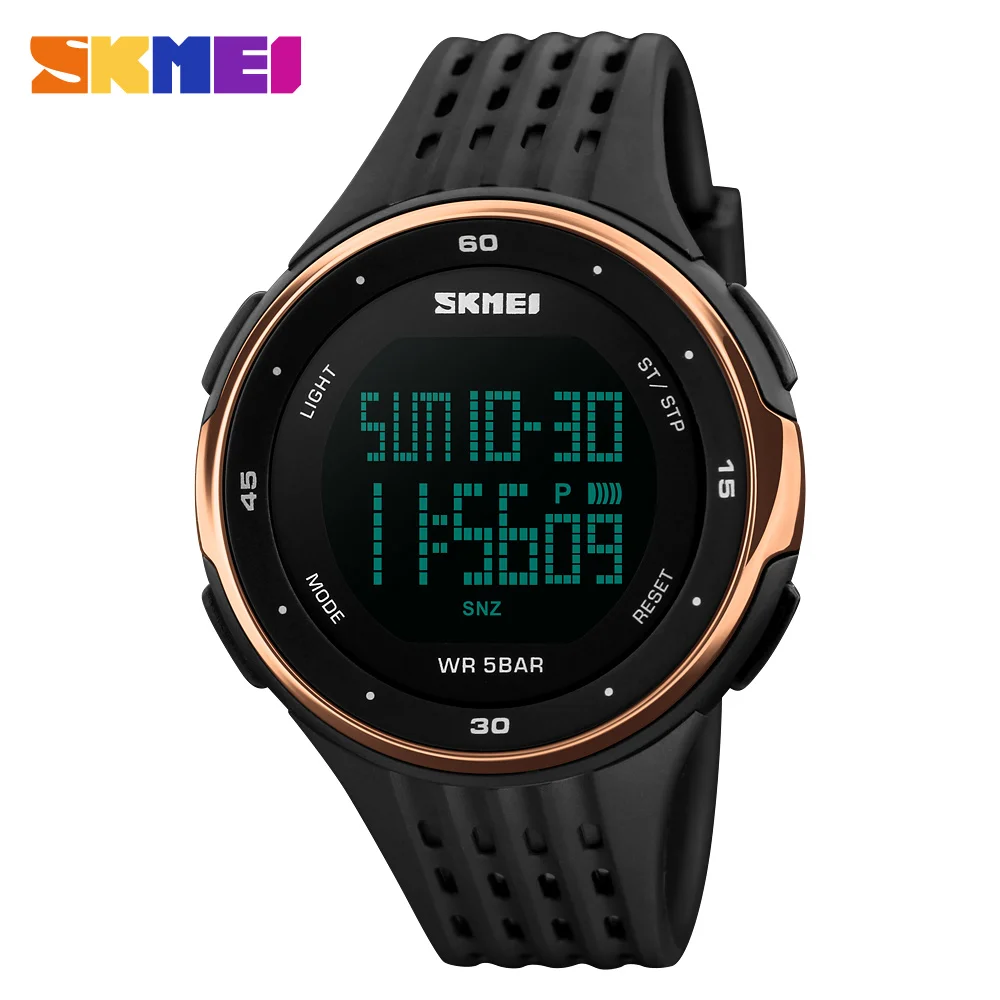 

SKMEI 1219 Quartz Sport Watch Digital Men Watches LED Display Waterproof Wristwatch Rubber Strap relogio Clock Male 2020 News