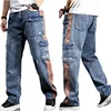 Multi-Pocket Loose Cargo Jeans Men Straight Fashion Wide-Legged Denim Pant Patchwork Baggy Jeans Size 29-40 1