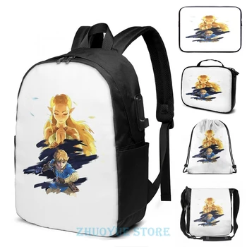 

the legend of Zelda Breath of the wild(3) USB Charge Backpack men School bags Women bag Travel laptop bag
