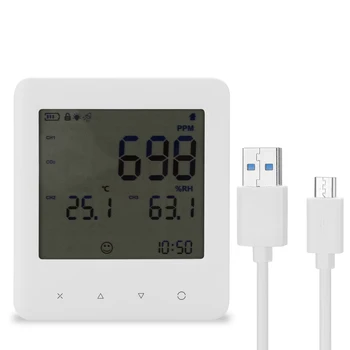 

Portable CO2 Detector Home Air Detector Intelligent Air Quality Analyzer Thermometer Hygrometer Household Air Pollution Monitor