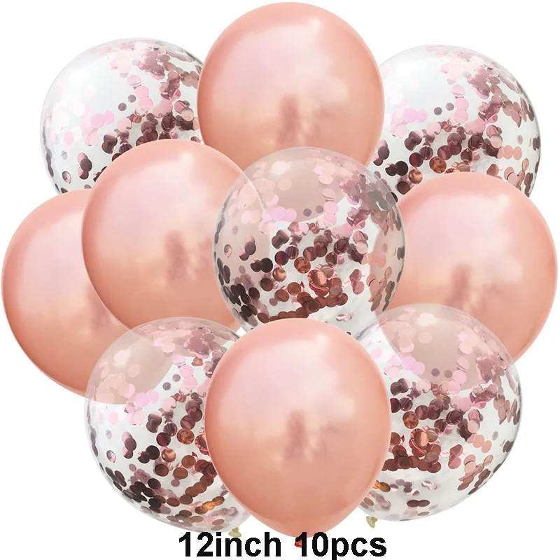 12inch balloon Розовое золото, одноразовая посуда для вечеринки, Чашка Шампанского, соломинки, 1-й день рождения, Свадебная вечеринка, Декор, Детские принадлежности для душа - Цвет: 12inch balloon