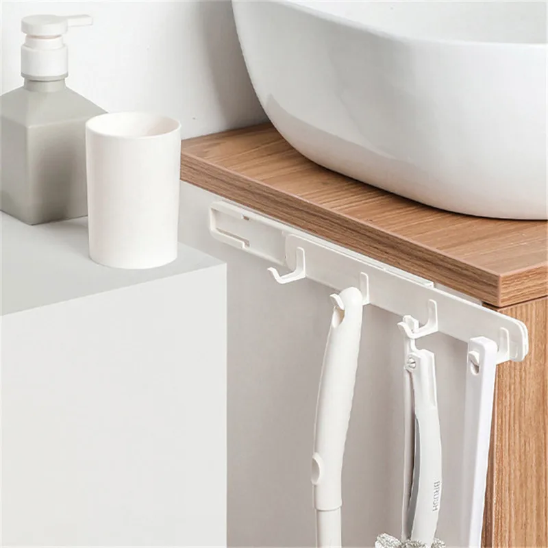 

Non Punching And Slotting Type Drawable Hook Four Row Hook Traceless Strong Adhesive Hook Kitchen Viscose Storage Hanger