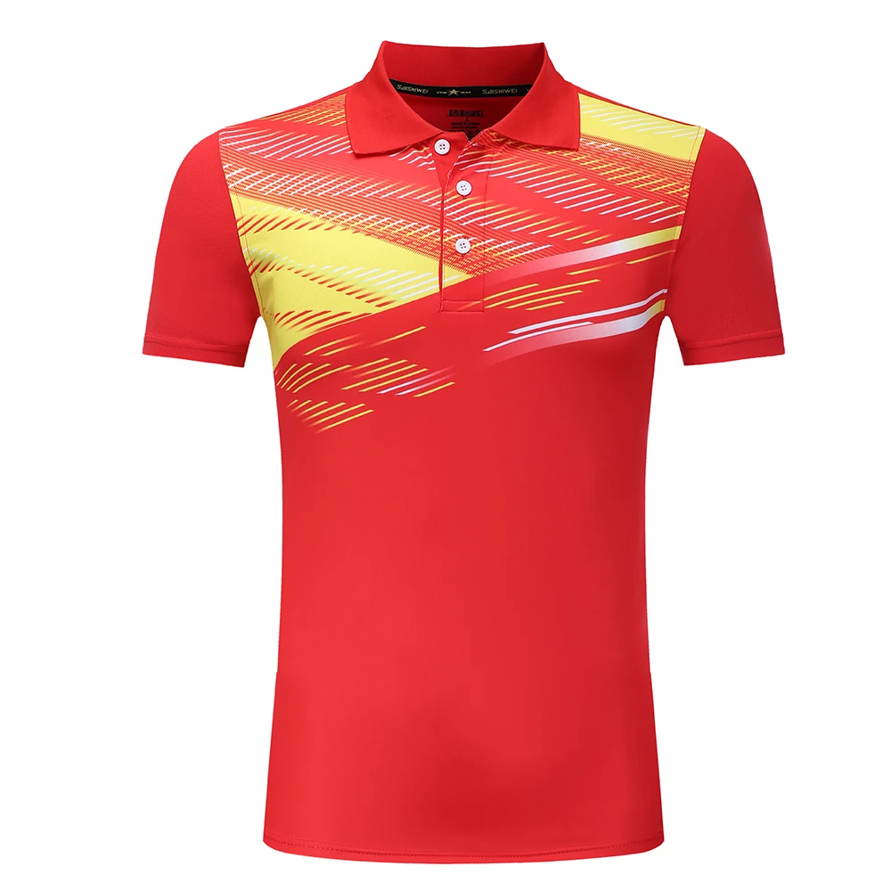 Футболка для тенниса для мальчиков и девочек, быстросохнущая теннисная футболка, одежда для бадминтона, теннисная рубашка для девочек, футболка для бадминтона, baju 3870 - Цвет: Red Shirt