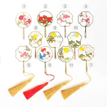 10 шт./лот, китайские классические и креативные латунные лаковые пустотелые веерные металлические закладки/креативные подарочные закладки для книг