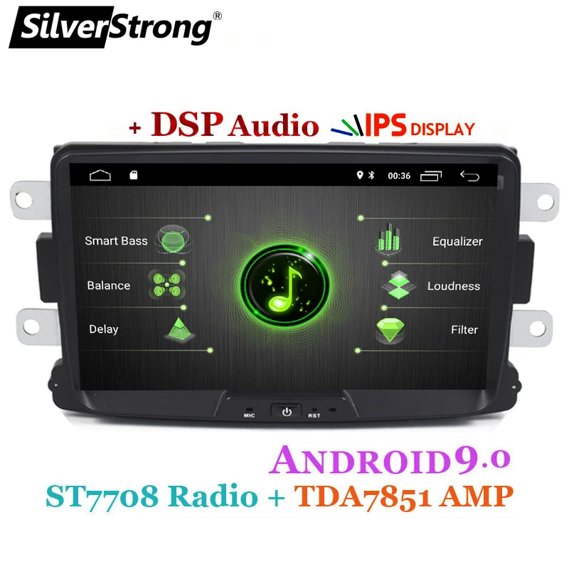  Reproductor Multimedia de coche de plata para Android 9 automotriz radio para Dacia Sandero pluster