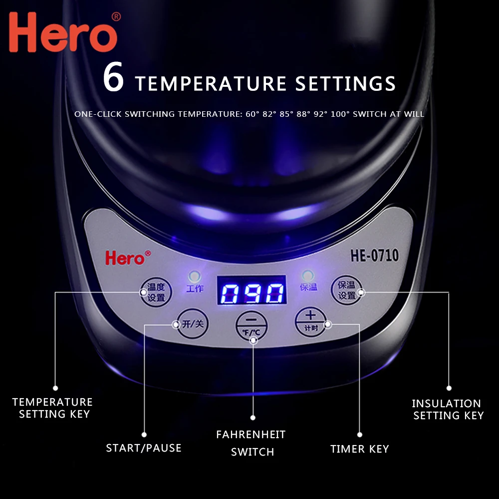 700 мл Hero кофейник 220 В Электрический чайник для воды кофейный капельный цифровой